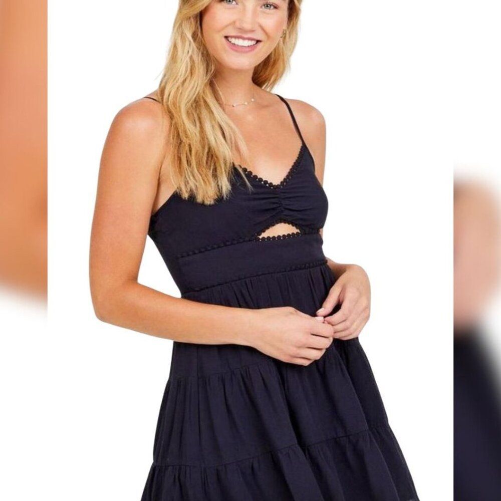 Altar'd State Tiered Cut‑Out Mini Dress - Navy, Small (S)